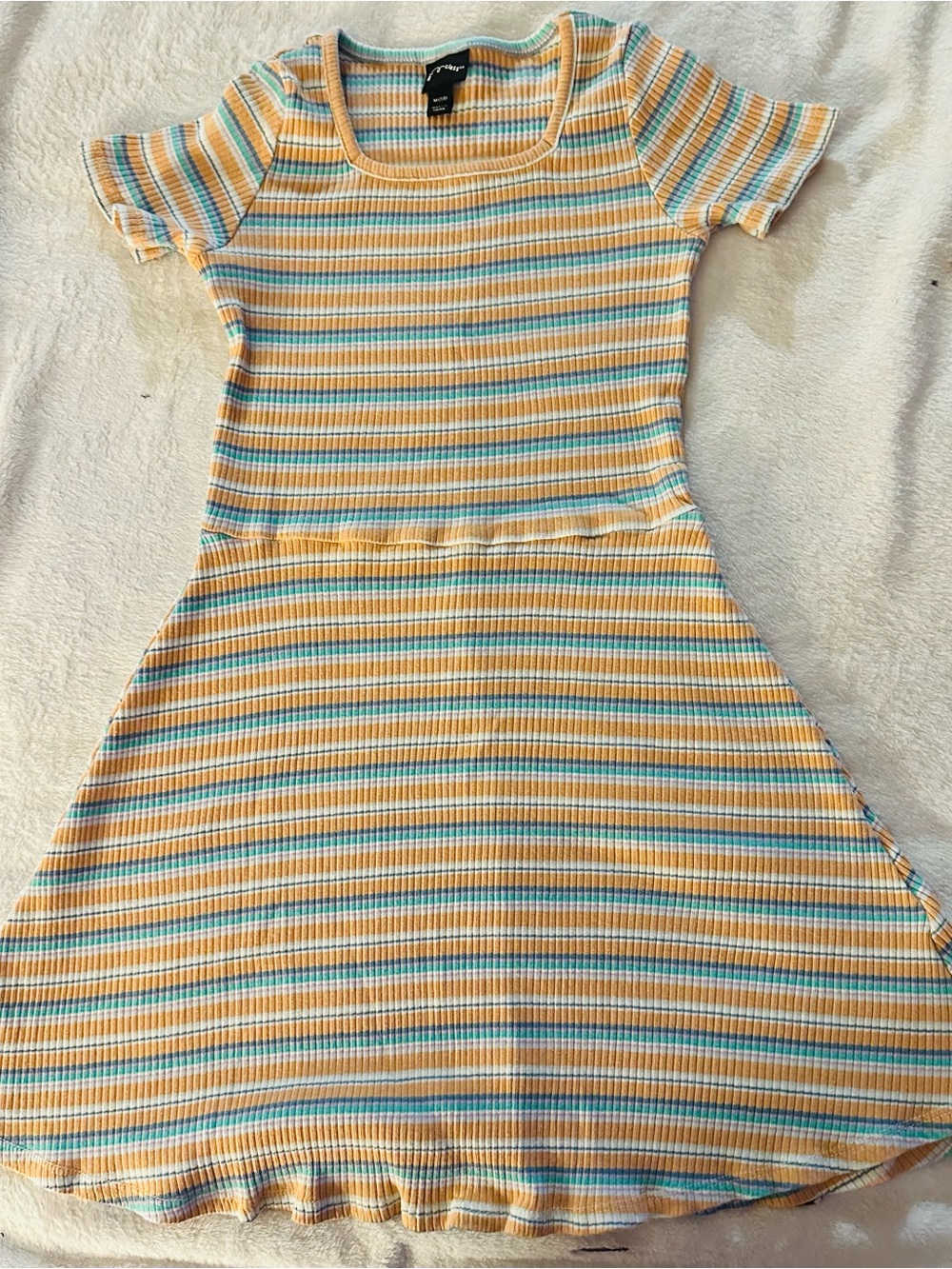art class Yellow & Blue Striped Rib Knit Tee Dress